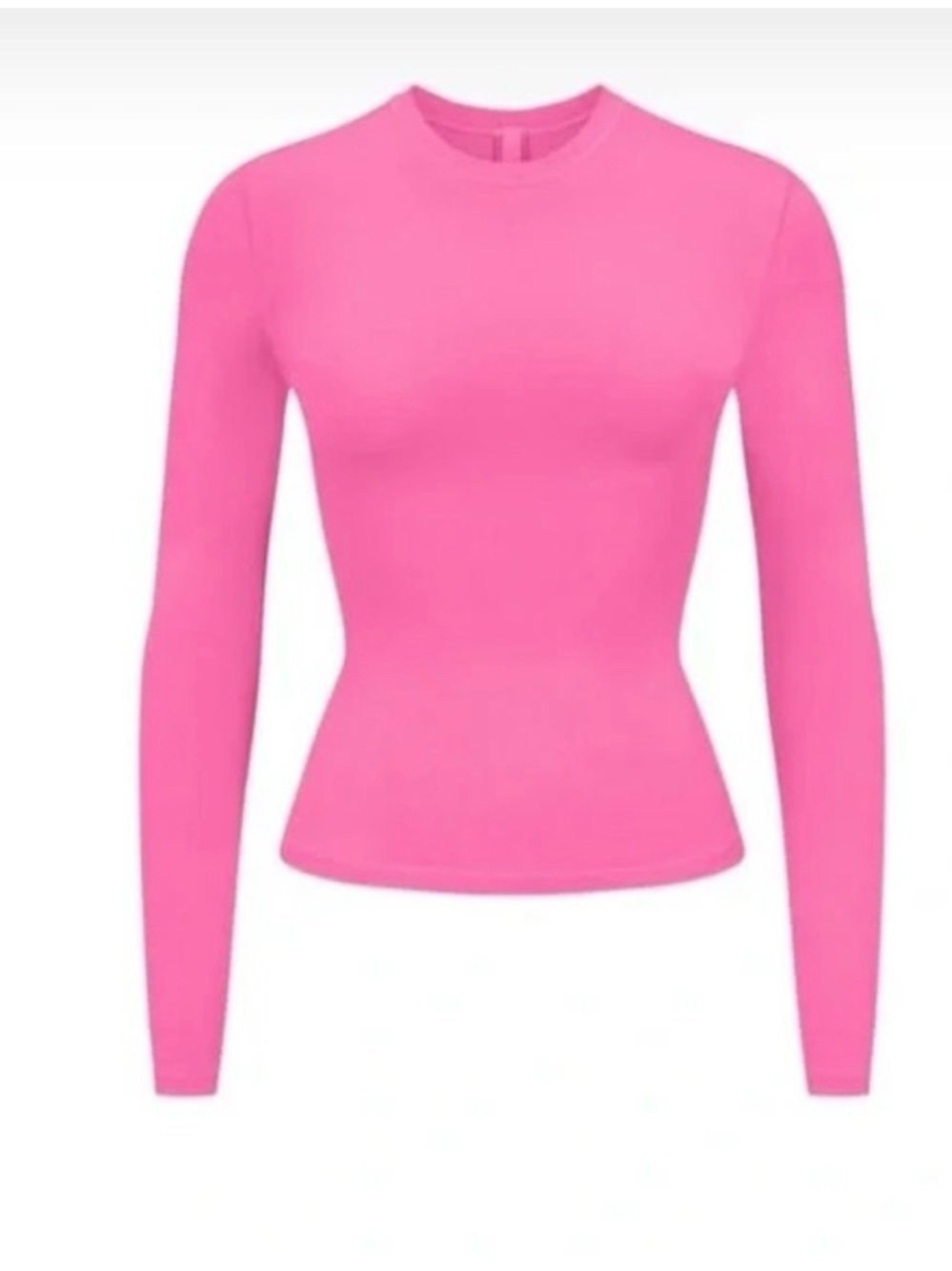 SKIMS Long Sleeve Crewneck Top in Bright Pink